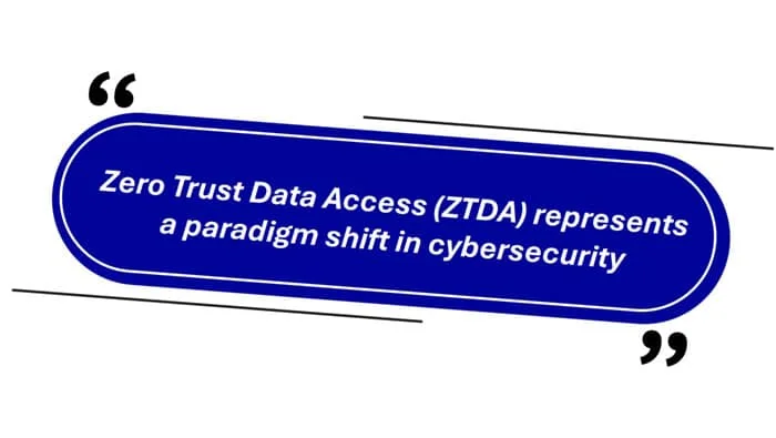 Zero Trust Data Access (ZTDA) represents a paradigm shift in cybersecurity